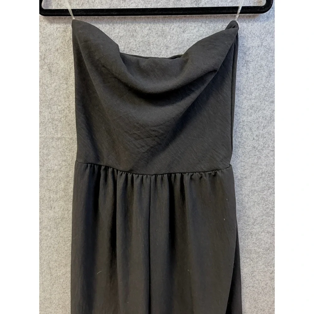 See You Monday Los Angeles Black Strapless Wide Leg Jumpsuit Cowl Neck Large NWT